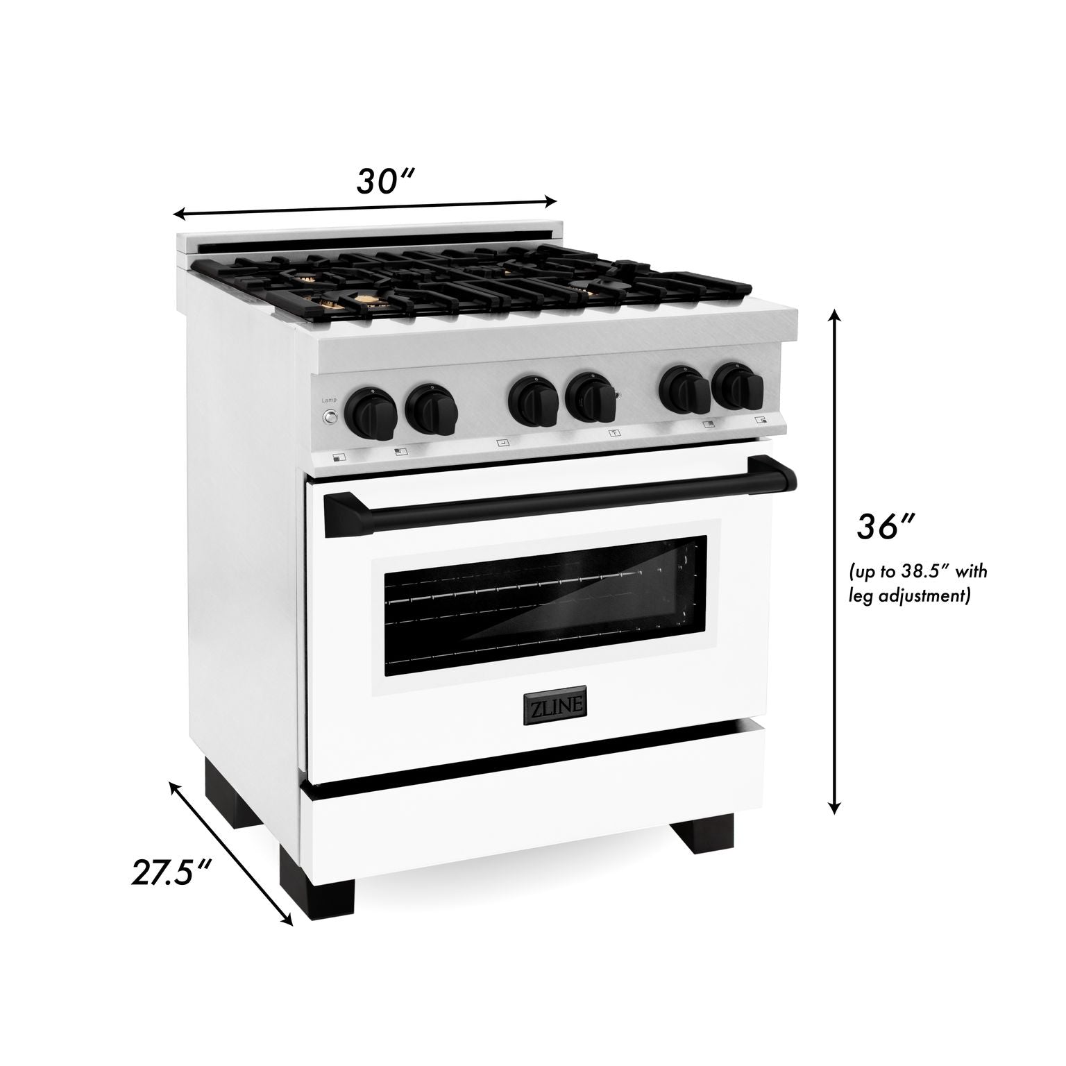 zline-autograph-edition-30-in-4-0-cu-ft-legacy-dual-fuel-range-with-4-burner-gas-cooktop-and-electric-convection-oven-in-satin-stainless-steel-with-white-matte-door-and-matte-black-accents-rasz-wm-30-mb