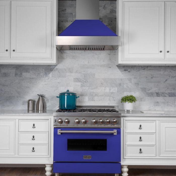 zline-36-in-wall-mount-range-hood-ducted-satin-stainless-steel-with-blue-matte-shell-8654bm-36