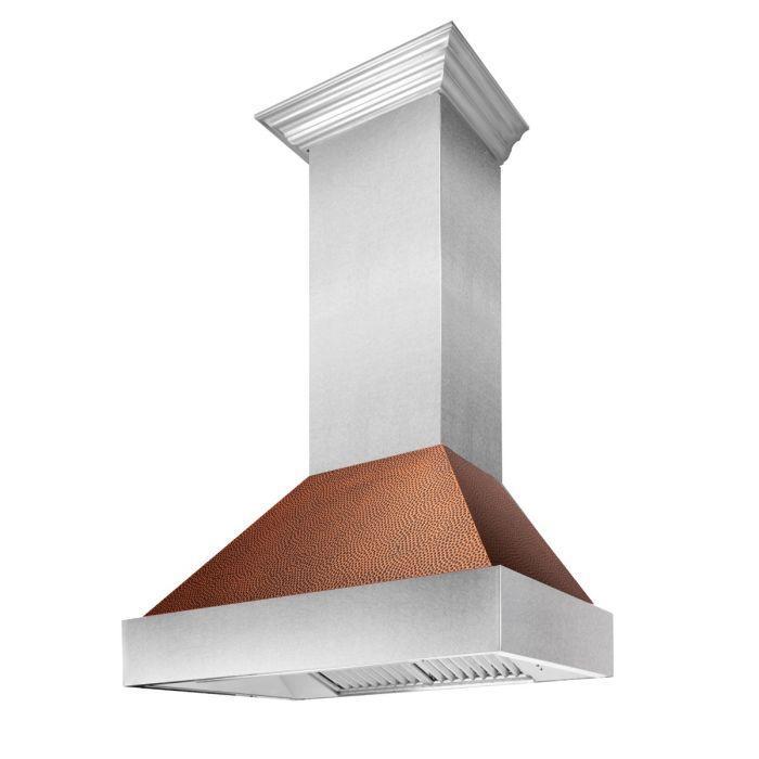 zline-30-in-wall-mount-range-hood-satin-stainless-steel-hand-hammered-copper-shell-ducted-vent-400-cfm-8654hh-30