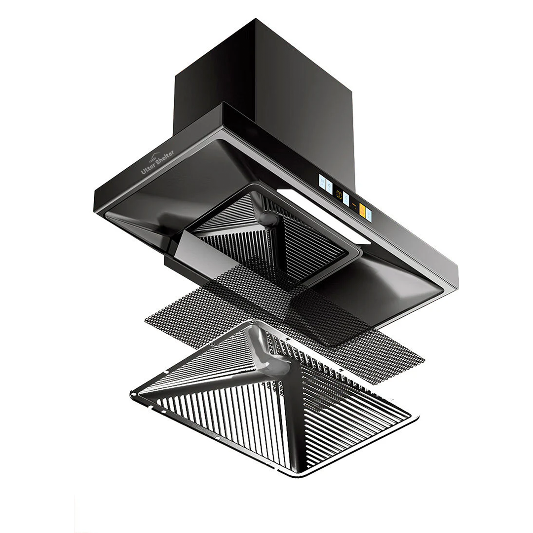 Utter Shelter 34-Inch Wall-Mounted Range Hood with Commercial Stainless Steel Extractor (US09001)