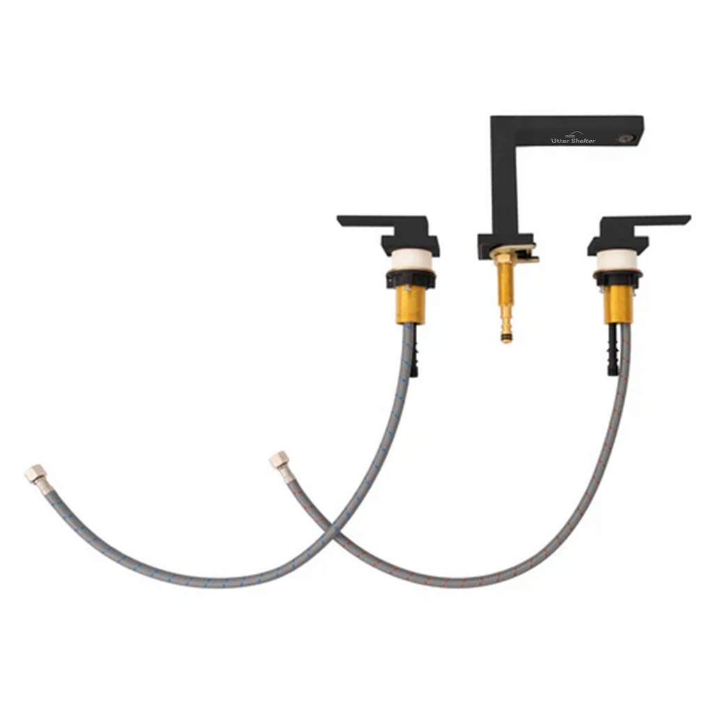 Utter Shelter Widespread Bath Faucet With Dual Handle, Matte Black Finish (US09004)