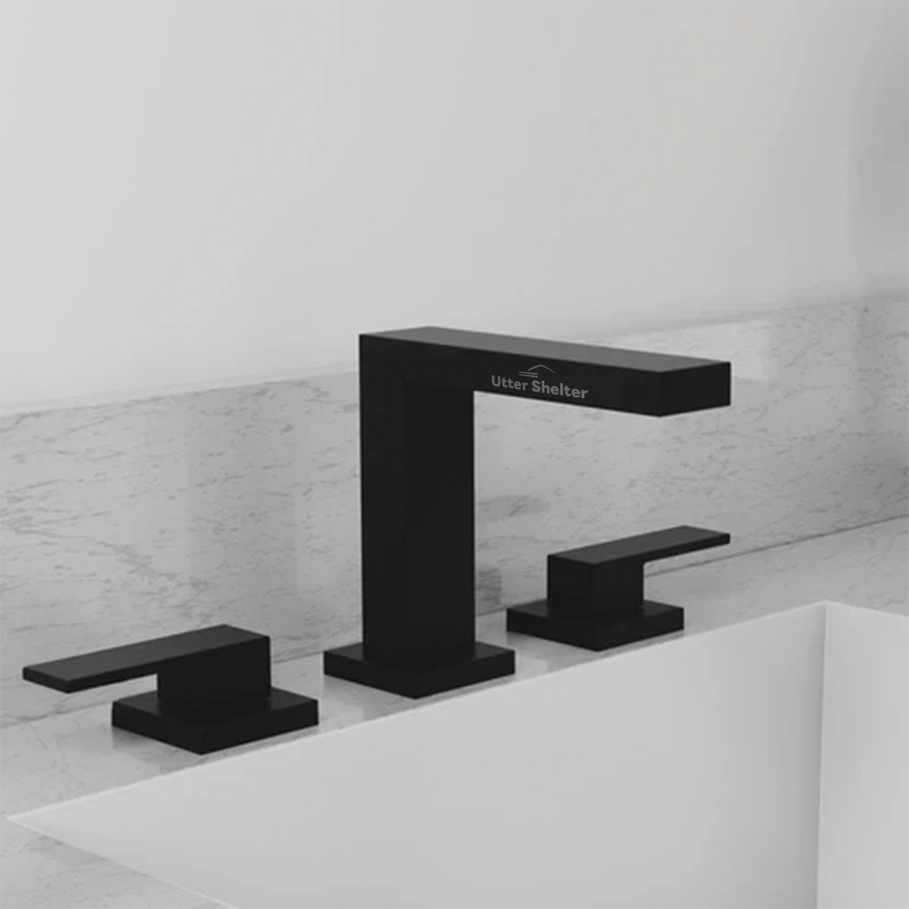 Utter Shelter Widespread Bath Faucet With Dual Handle, Matte Black Finish (US09004)