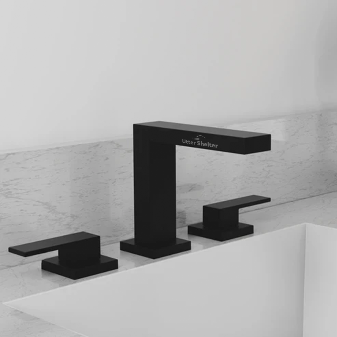 Utter Shelter Widespread Bath Faucet With Dual Handle, Matte Black Finish (US09004)