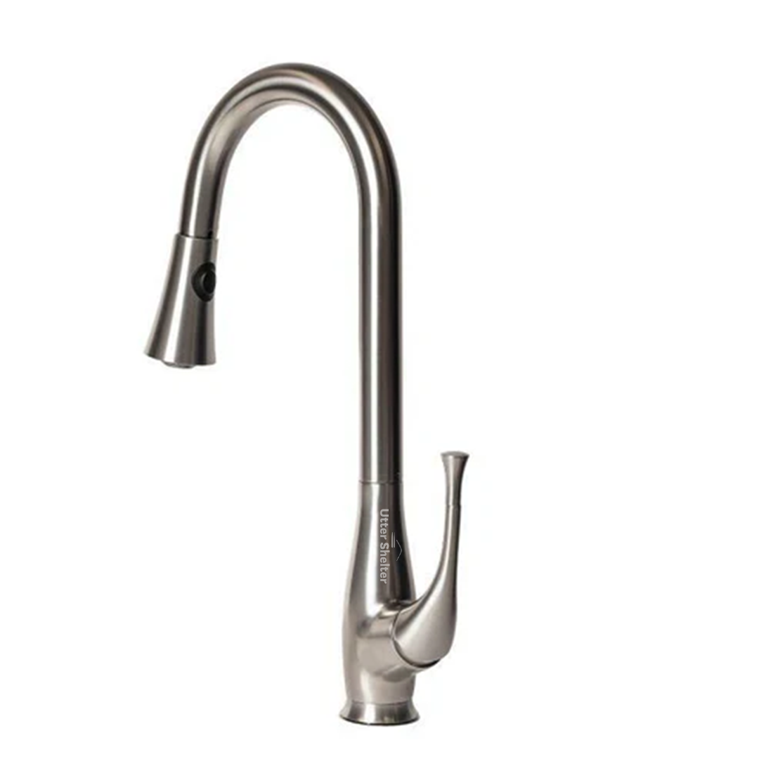 Utter Shelter Castor Pull Down Single Handle Kitchen Faucet, Chrome Finish (US09007)