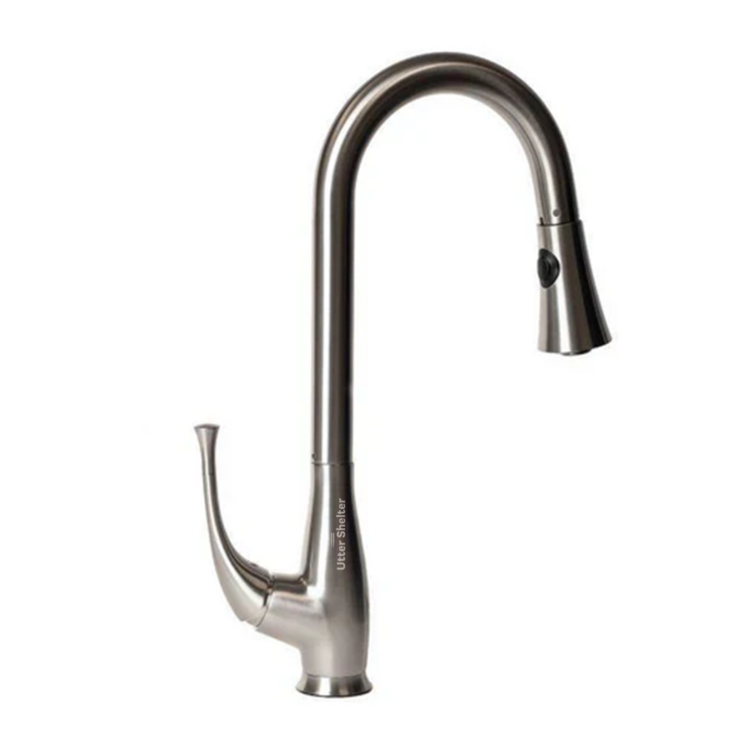 Utter Shelter Castor Pull Down Single Handle Kitchen Faucet, Chrome Finish (US09007)