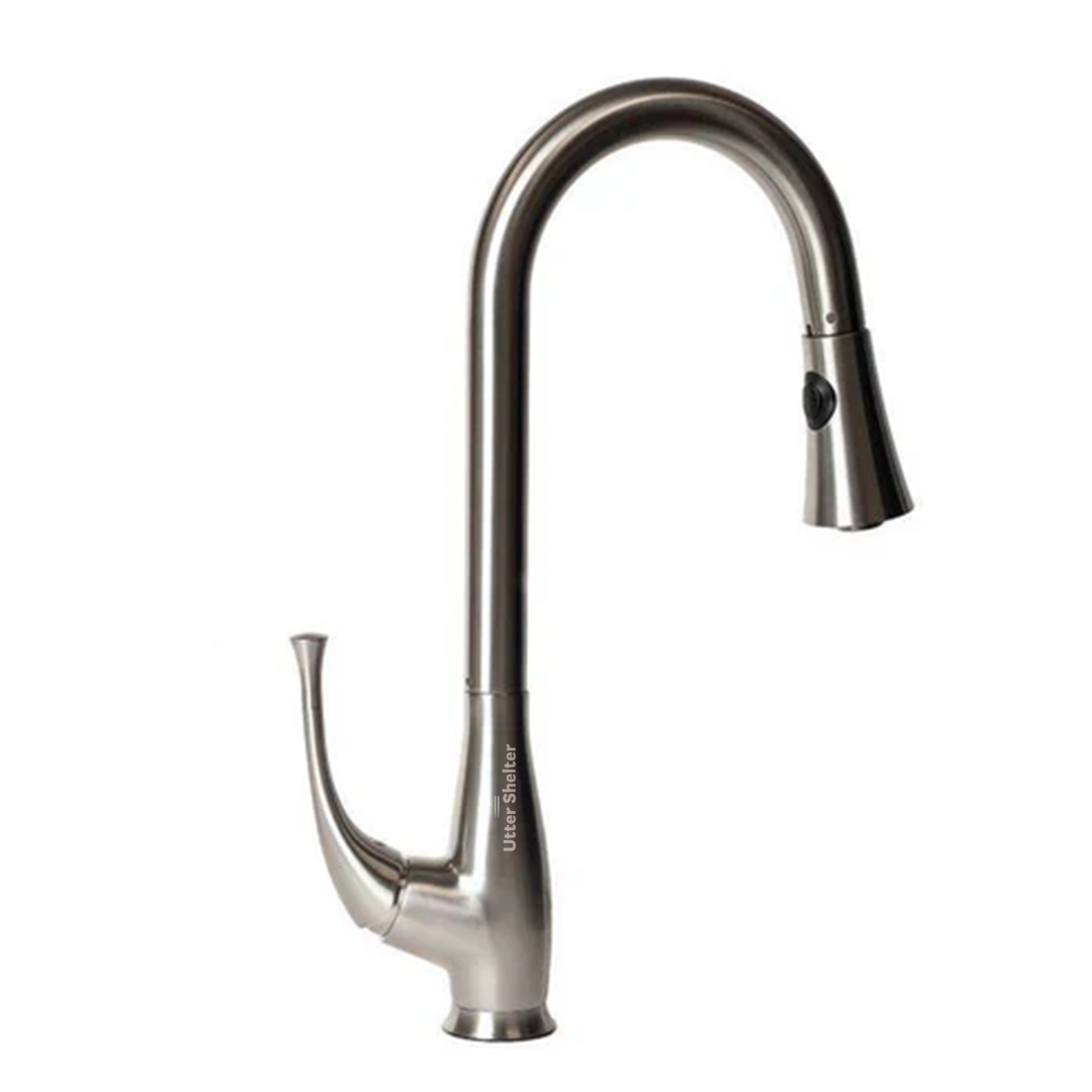 Utter Shelter Castor Pull Down Single Handle Kitchen Faucet, Chrome Finish (US09007)