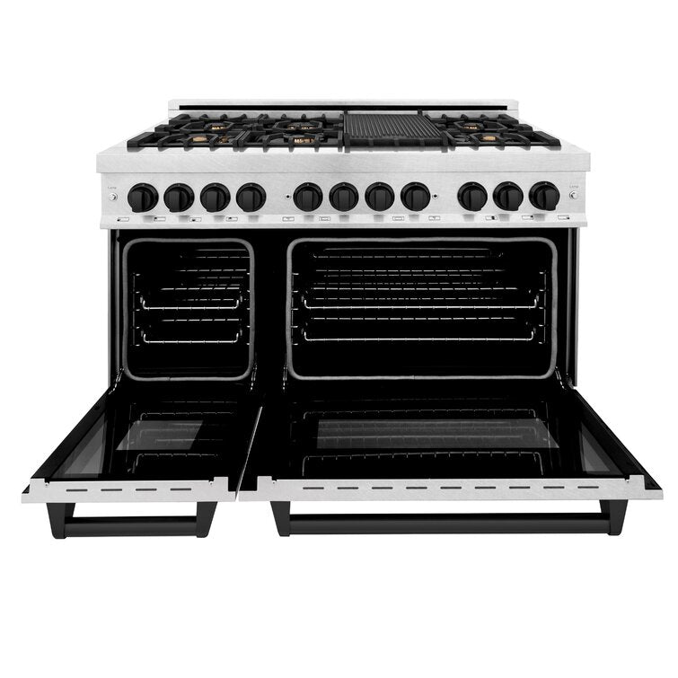 zline-autograph-48-in-legacy-dual-fuel-range-with-7-gas-burners-and-double-electric-ovens-6-0-cu-ft-in-satin-stainless-steel-with-matte-black-accents-rasz-sn-48-mb