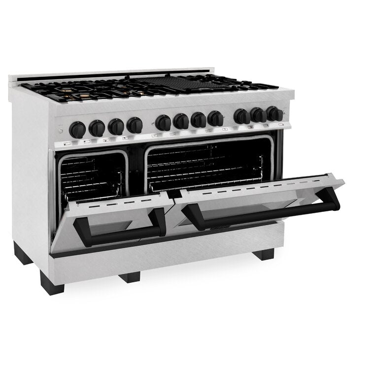 zline-autograph-48-in-legacy-dual-fuel-range-with-7-gas-burners-and-double-electric-ovens-6-0-cu-ft-in-satin-stainless-steel-with-matte-black-accents-rasz-sn-48-mb