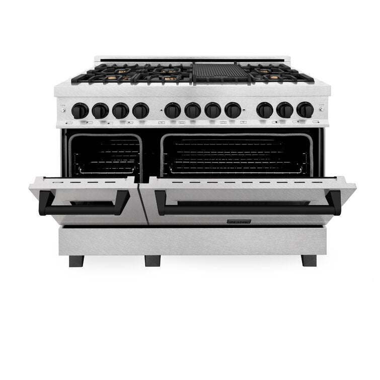 zline-autograph-48-in-legacy-dual-fuel-range-with-7-gas-burners-and-double-electric-ovens-6-0-cu-ft-in-satin-stainless-steel-with-matte-black-accents-rasz-sn-48-mb