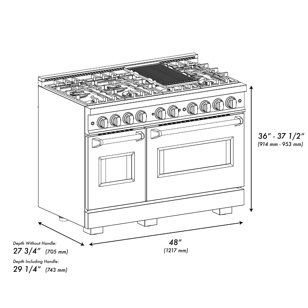 zline-48-in-gas-range-double-oven-6-7-cu-ft-8-brass-burners-satin-stainless-steel-model-cgrs-br-48