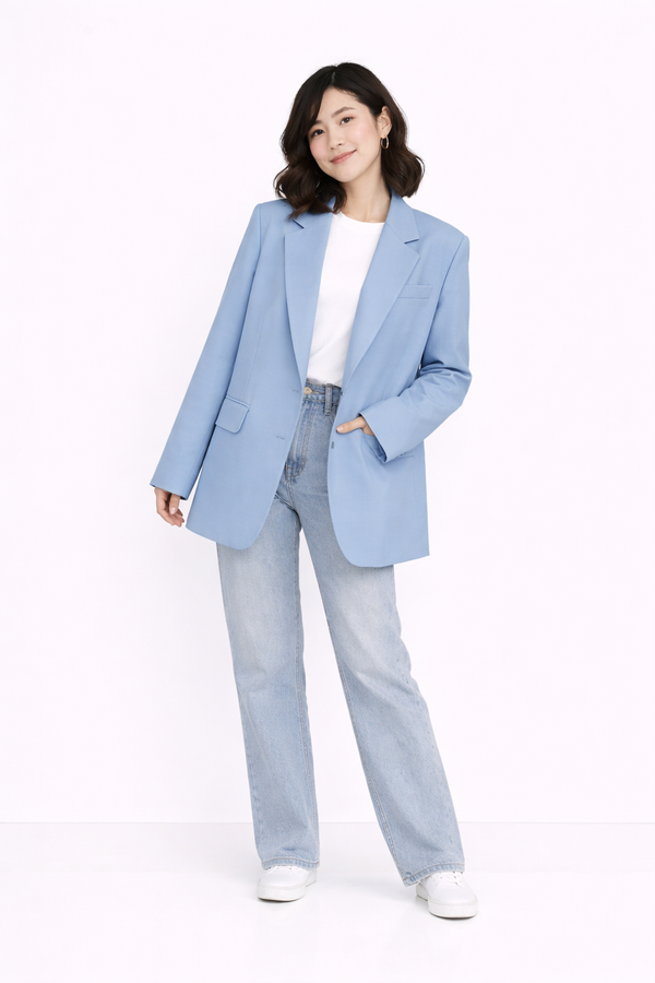 Petite Oversized Blazer for Women – Korean Style Loose Fit Tailored Blazer