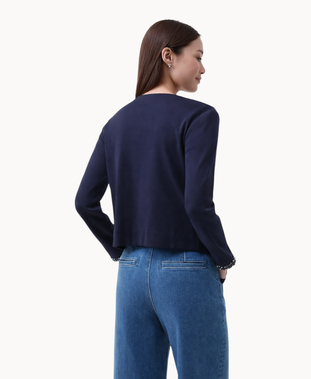 petite-crewneck-jacket-for-women-tailored-fit-with-denim-trim-button-front-long-sleeve