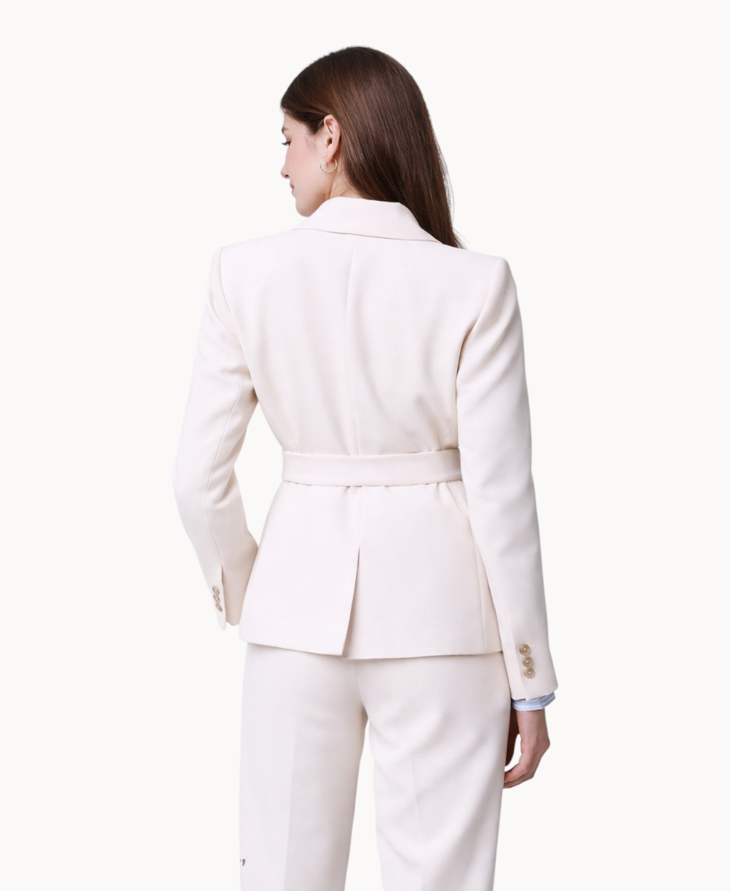 petite-belted-blazer-jacket-for-women-long-sleeve-tailored-fit-peak-lapel-single-button-front-beige-color