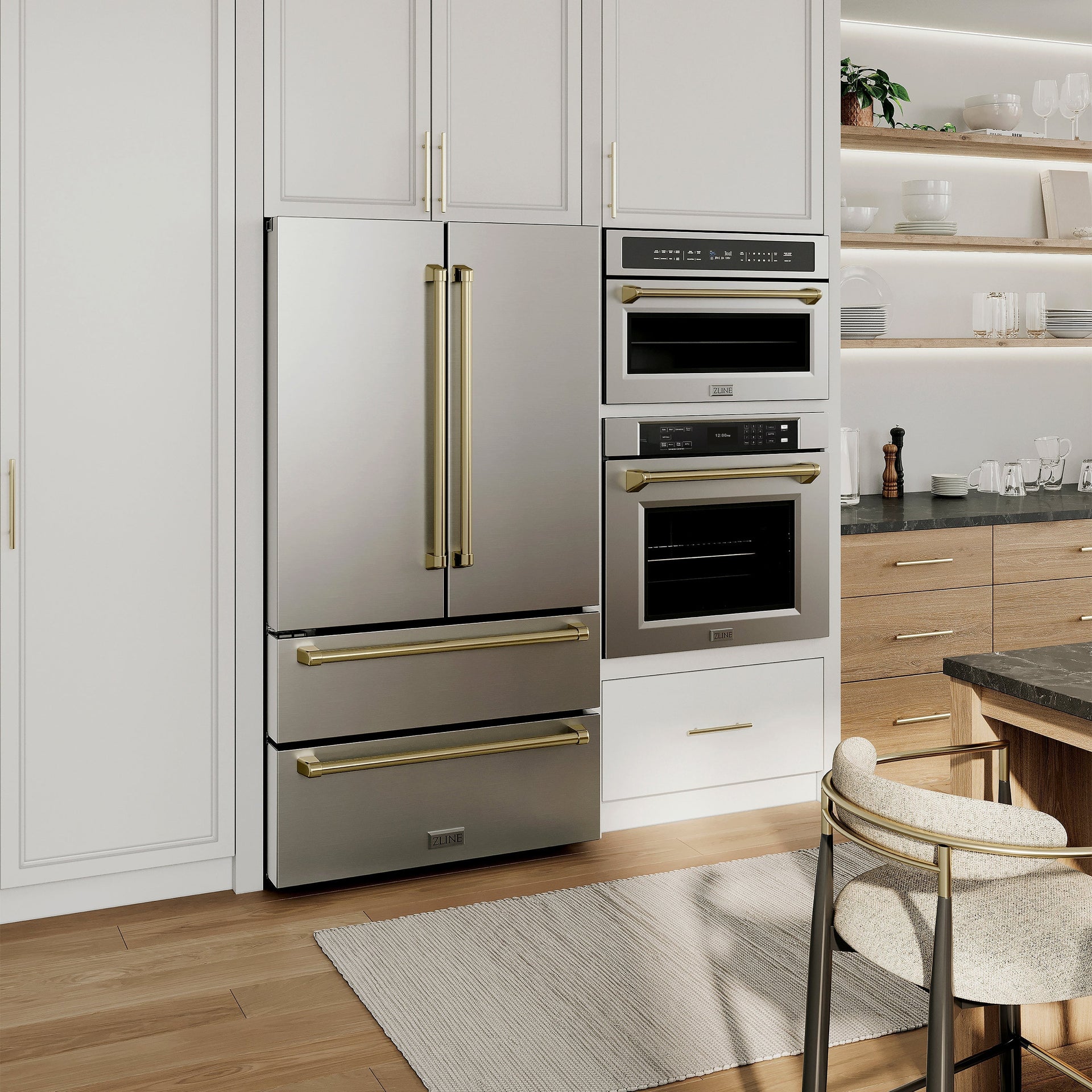 zline-30-autograph-single-wall-oven-with-air-fry-and-self-clean-in-stainless-steel-and-champagne-bronze-handle-wasz-30-cb