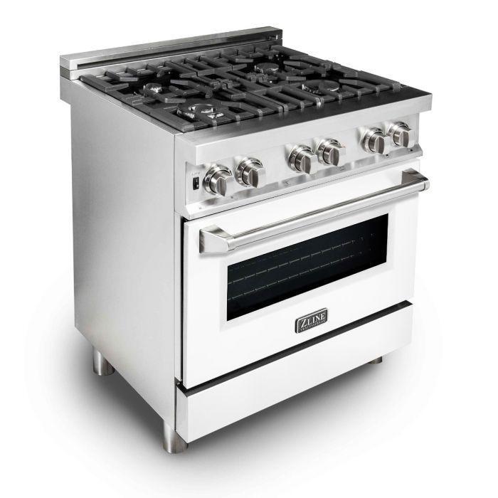 zline-kitchen-and-bath-30-in-dual-fuel-range-with-white-matte-door-30-in-range-hood-appliance-package-2kp-rawmrh30