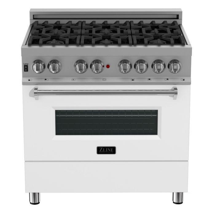 zline-36-dual-fuel-range-in-satin-stainless-steel-with-white-matte-door-36-range-hood-appliance-package-2kp-raswmrh36