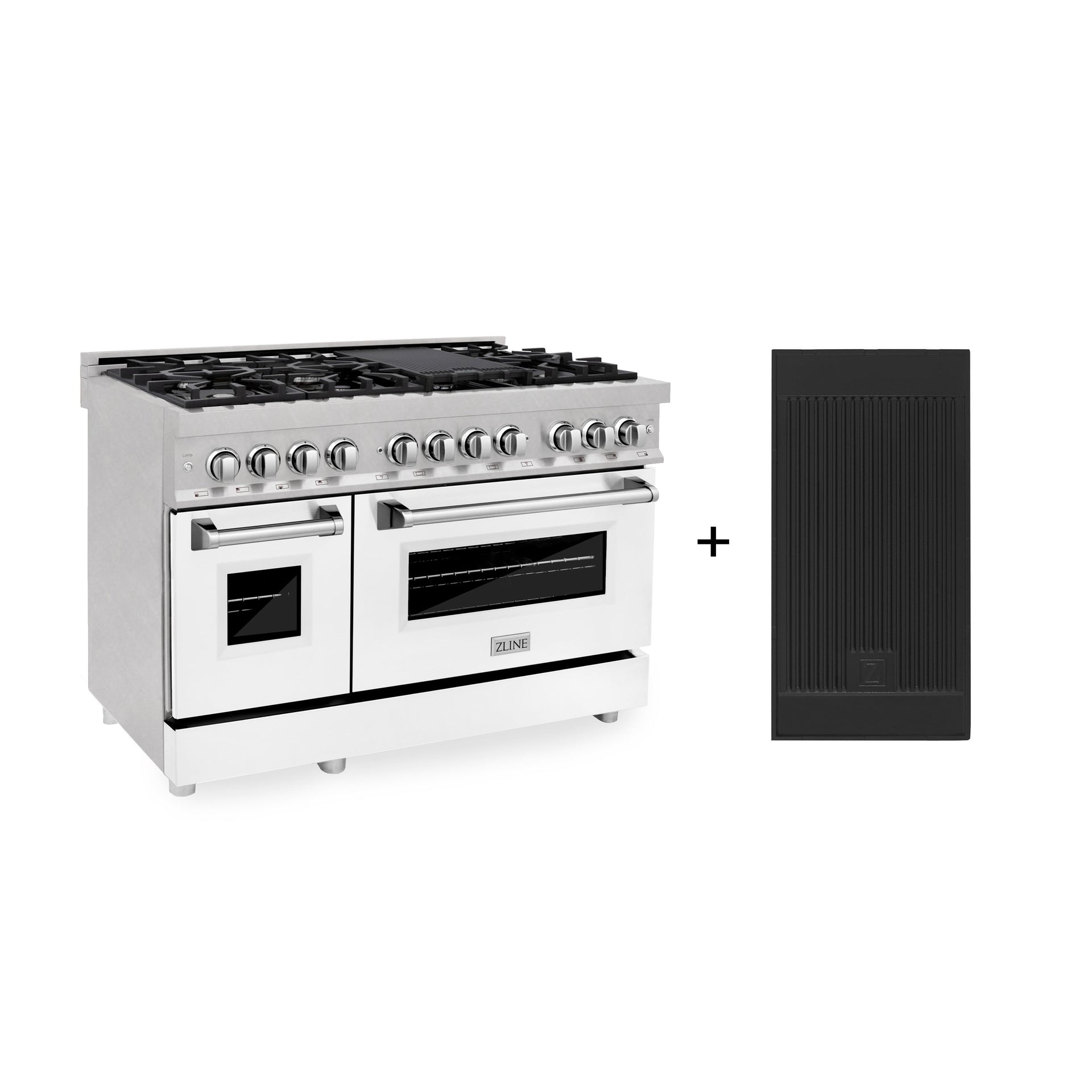 zline-48-in-legacy-dual-fuel-range-7-burner-gas-cooktop-with-griddle-double-electric-convection-ovens-satin-stainless-steel-with-white-matte-doors-6-0-cu-ft-ras-wm-gr-48