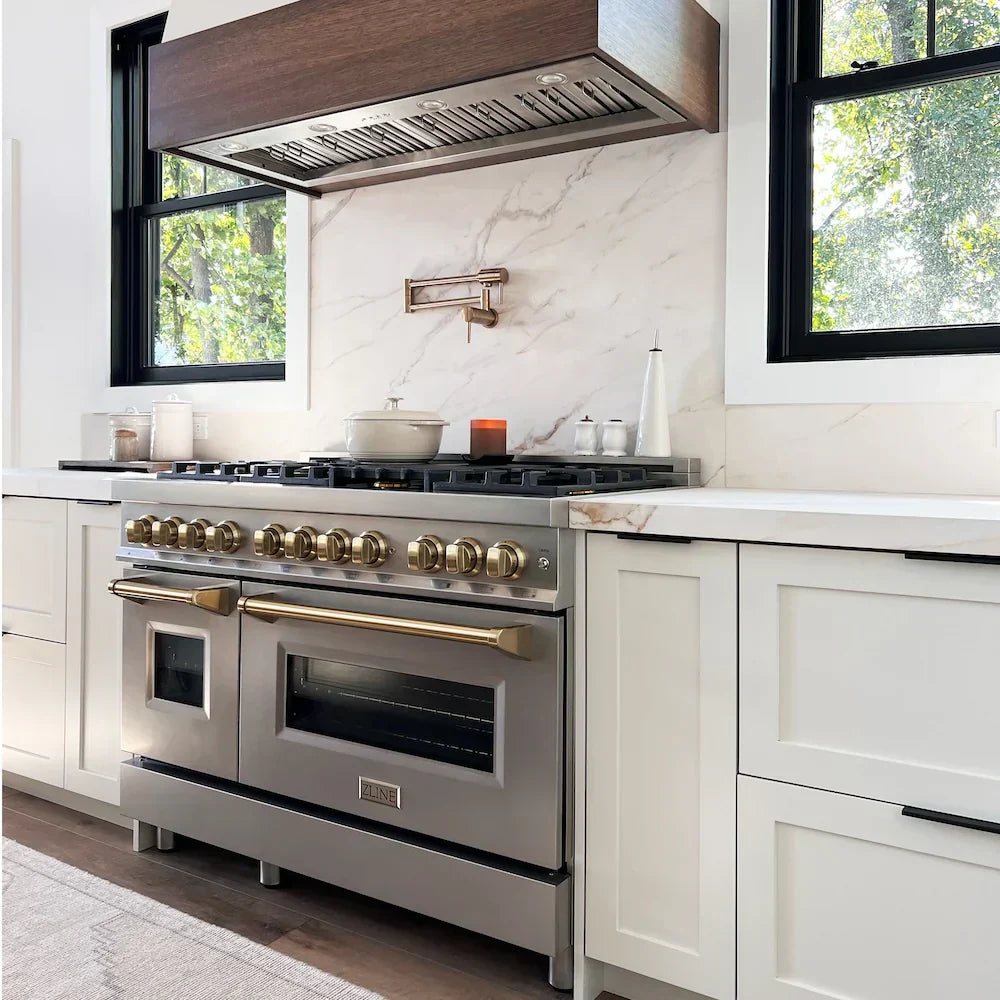 zline-autograph-edition-48-in-dual-fuel-range-6-0-cu-ft-oven-stainless-steel-with-champagne-bronze-accents-model-raz-48-cb