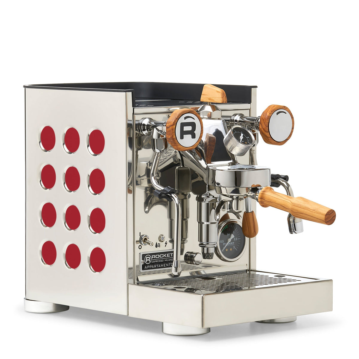 Rocket Espresso Appartamento TCA Heat-Exchange Espresso Machine in Stainless Steel with Black Stripe