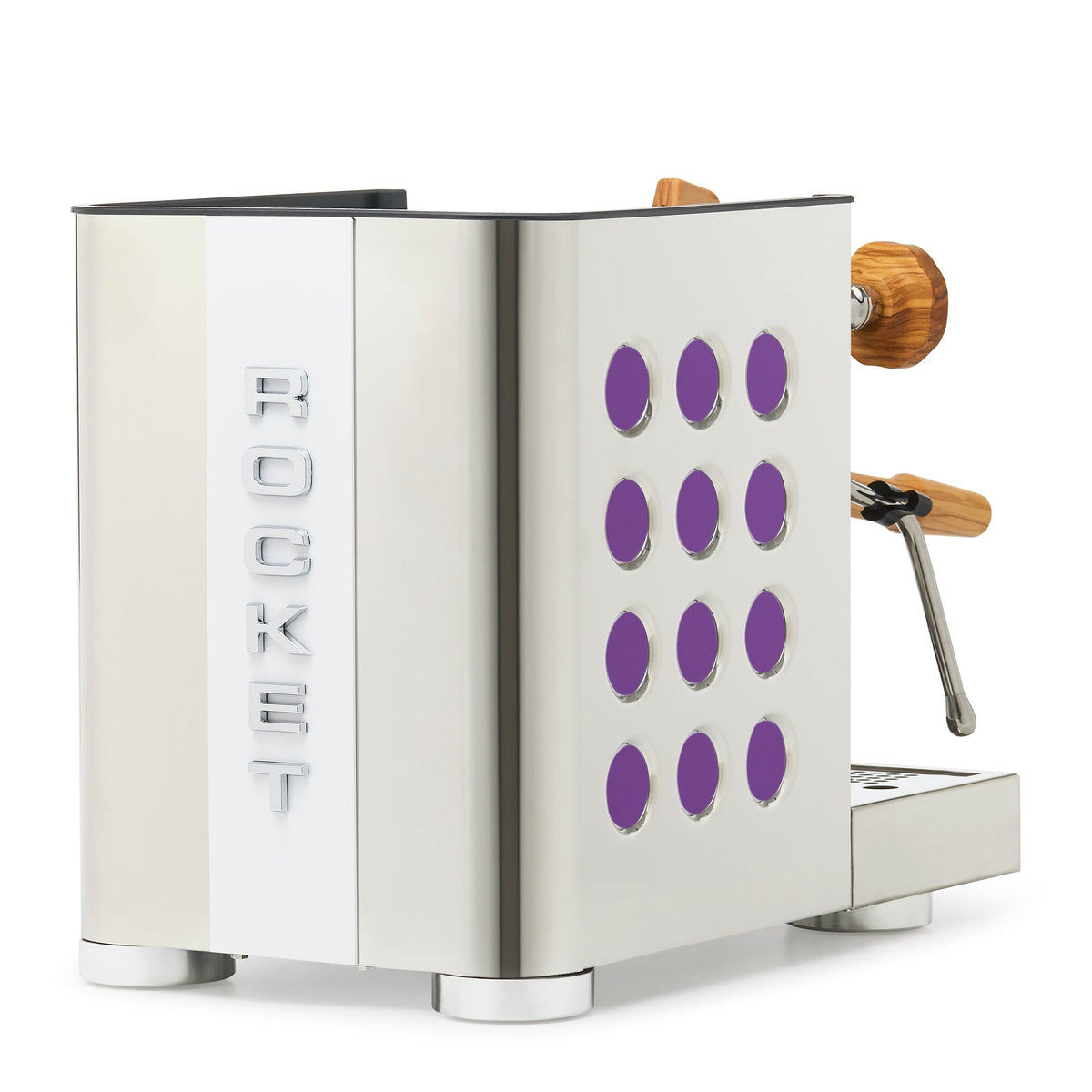 Rocket Espresso Appartamento TCA Heat-Exchange Espresso Machine in Stainless Steel with White Stripe