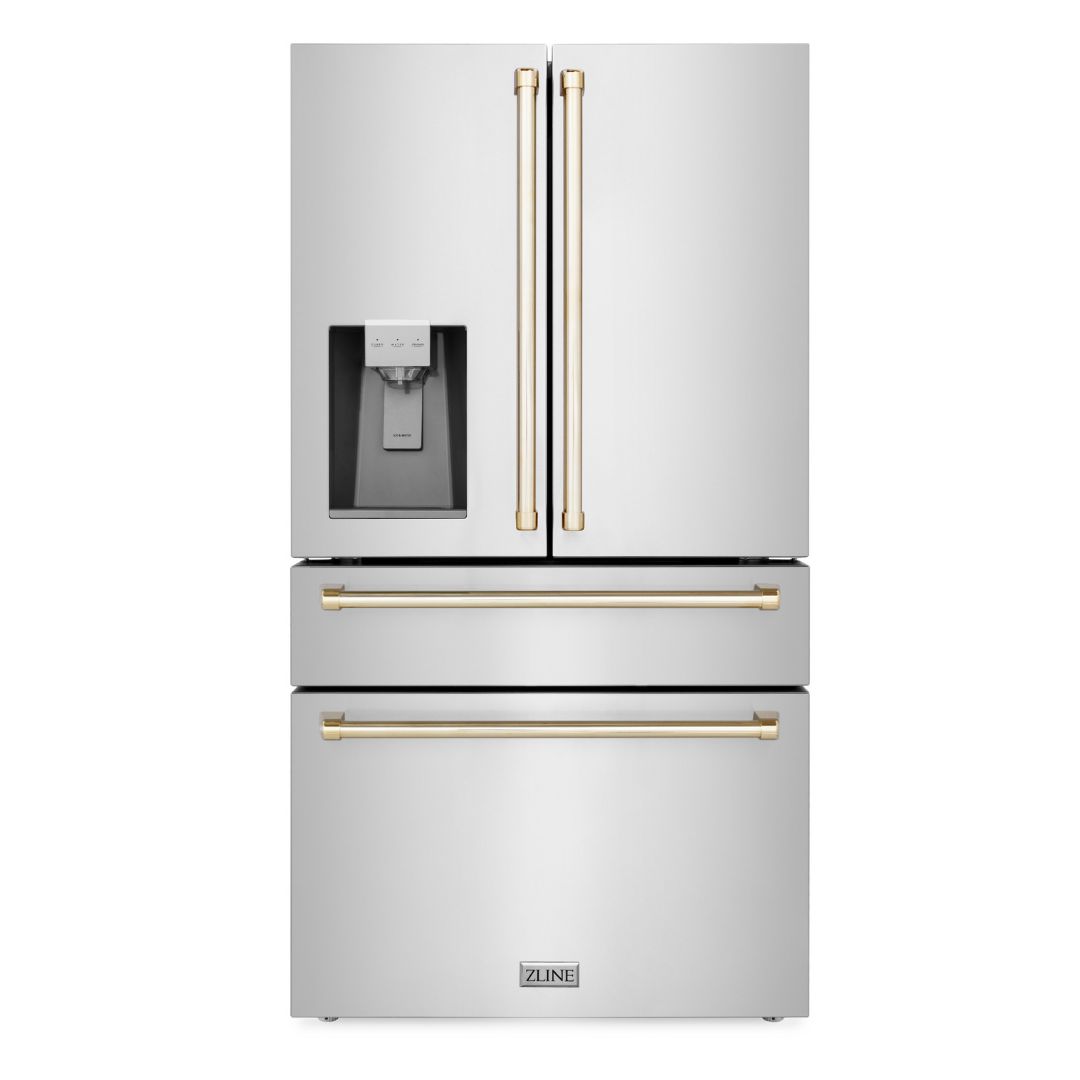 zline-36-inch-french-door-refrigerator-fingerprint-resistant-stainless-steel-water-ice-dispenser-gold-accents-rfmz-w-36-g