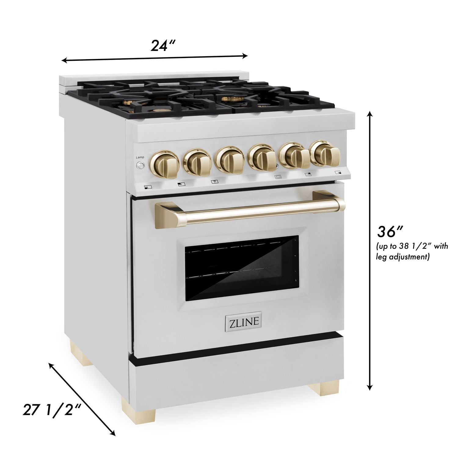 zline-autograph-24-in-dual-fuel-range-2-8-cu-ft-stainless-steel-with-gold-accents-raz-24-g