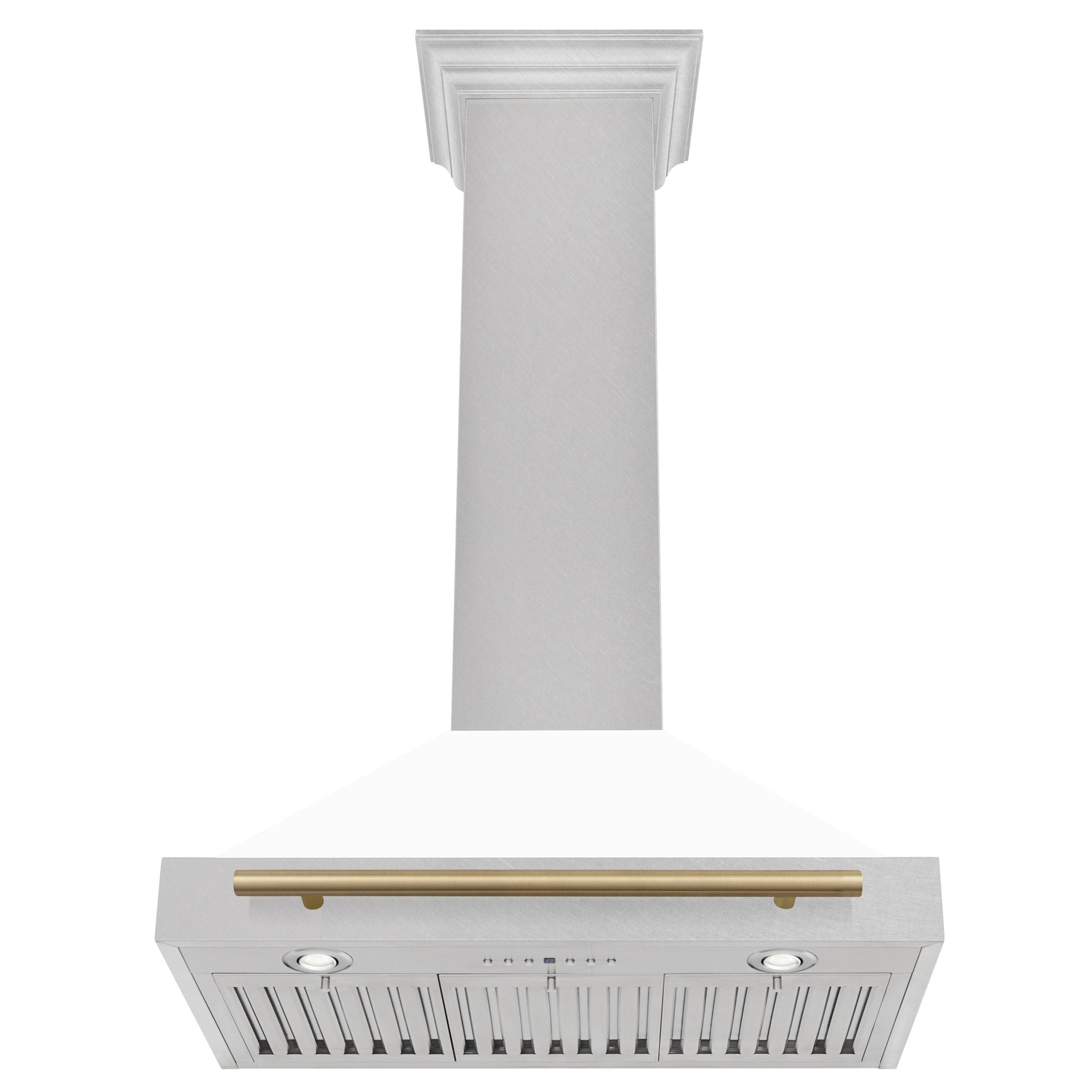 zline-30-inch-wall-mount-range-hood-satin-stainless-steel-convertible-white-matte-shell-champagne-bronze-handle-kb4snz-wm30-cb