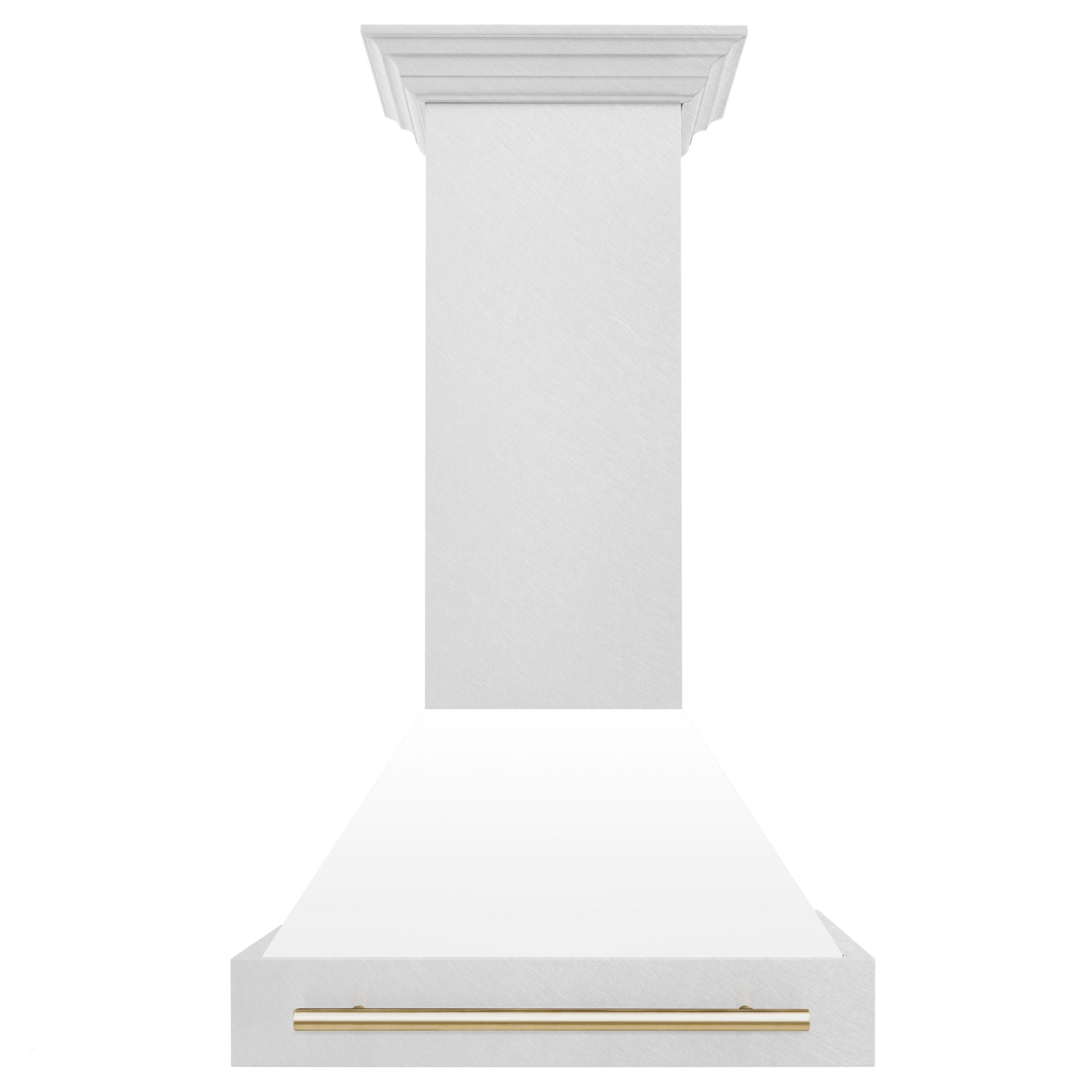 zline-30-inch-wall-mount-range-hood-satin-stainless-steel-white-matte-shell-polished-gold-handle-8654snz-wm30-g