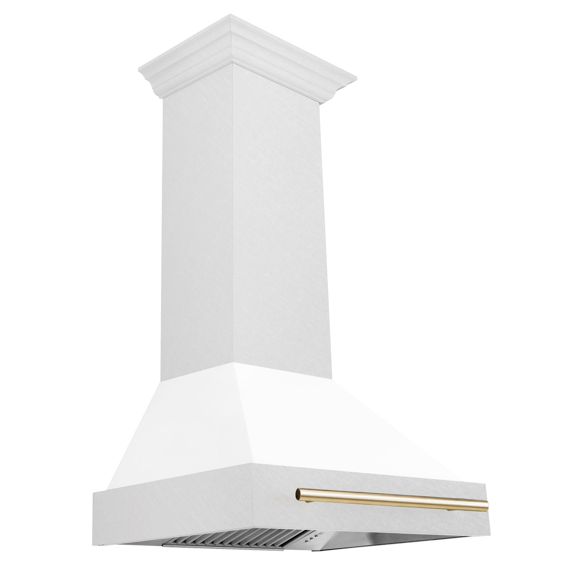 zline-30-inch-wall-mount-range-hood-satin-stainless-steel-white-matte-shell-polished-gold-handle-8654snz-wm30-g