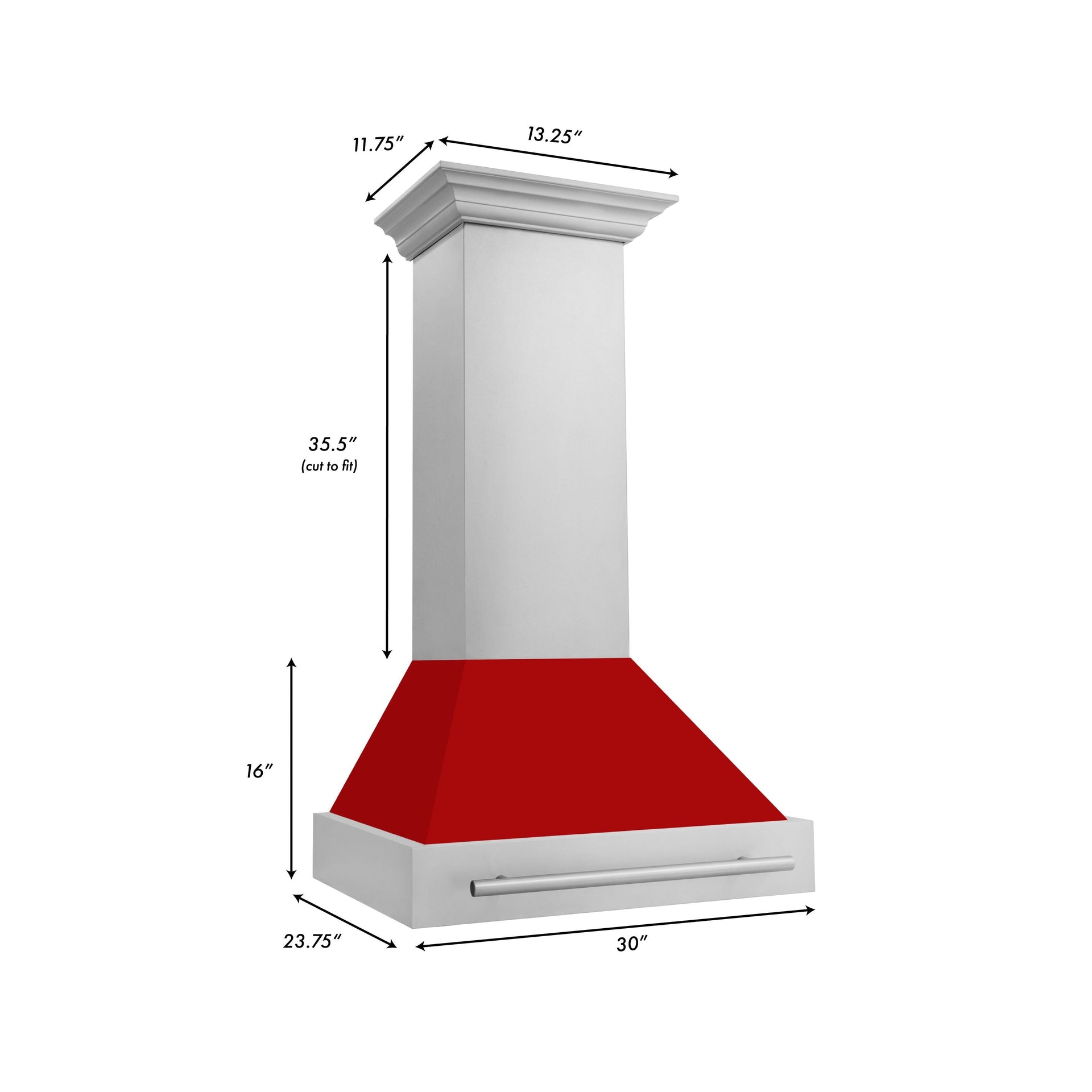 zline-30-inch-wall-mount-range-hood-400-cfm-stainless-steel-with-red-matte-shell-and-stainless-steel-handle-8654stx-rm-30