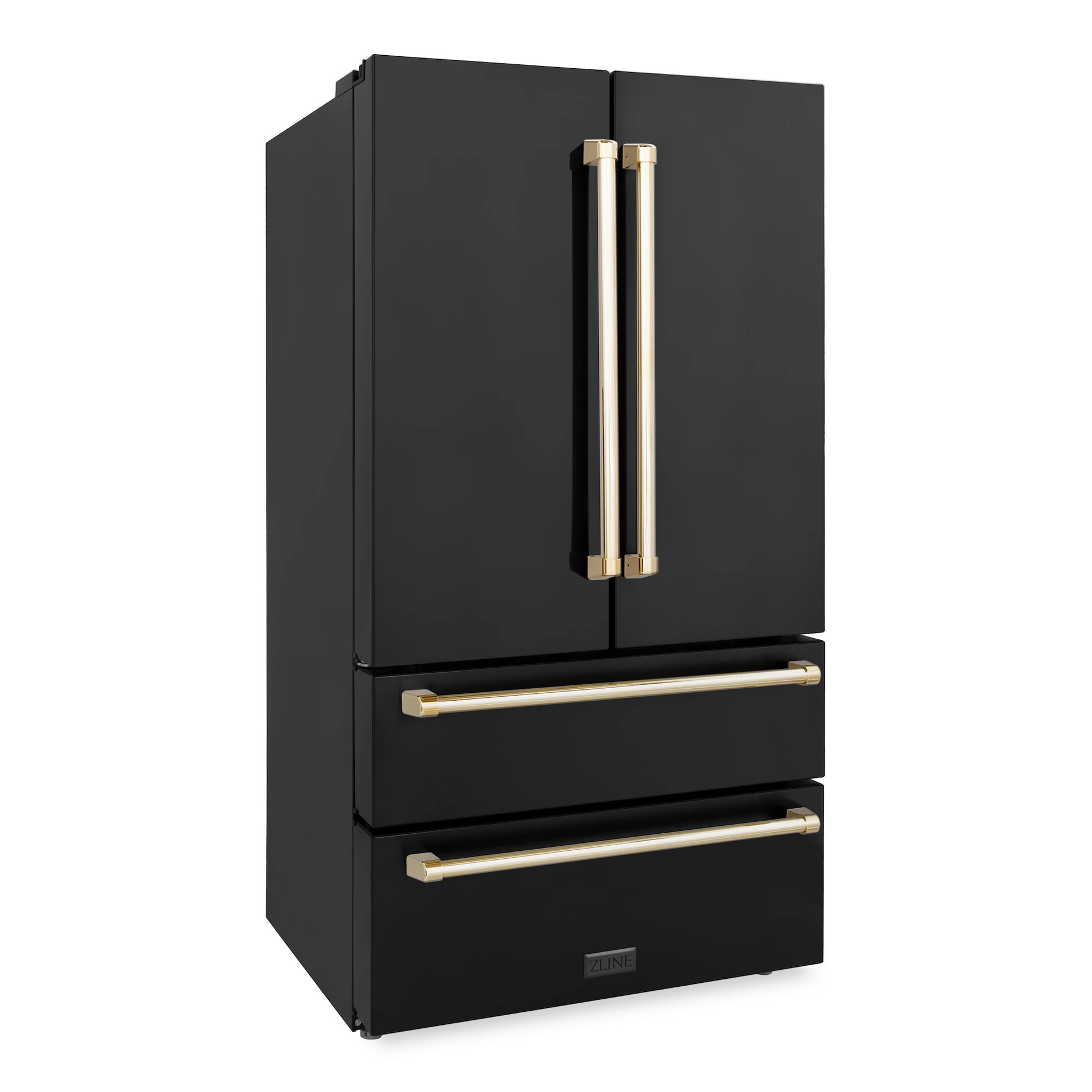 zline-autograph-package-36-in-gas-range-range-hood-refrigerator-and-dishwasher-in-black-stainless-steel-with-gold-accents-4akpr-rgbrhdwv36-g