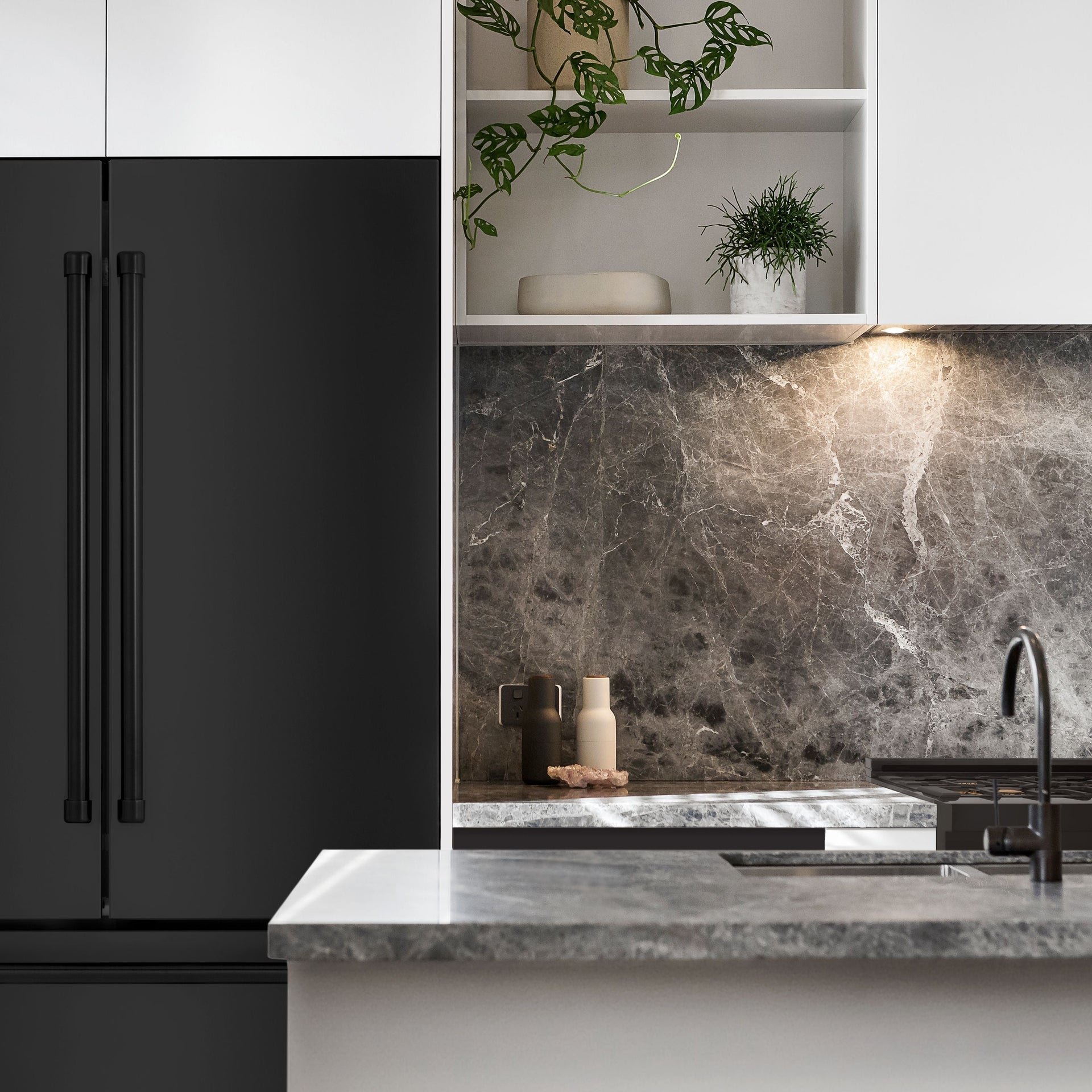 zline-package-30-rangetop-range-hood-refrigerator-double-wall-oven-in-black-stainless