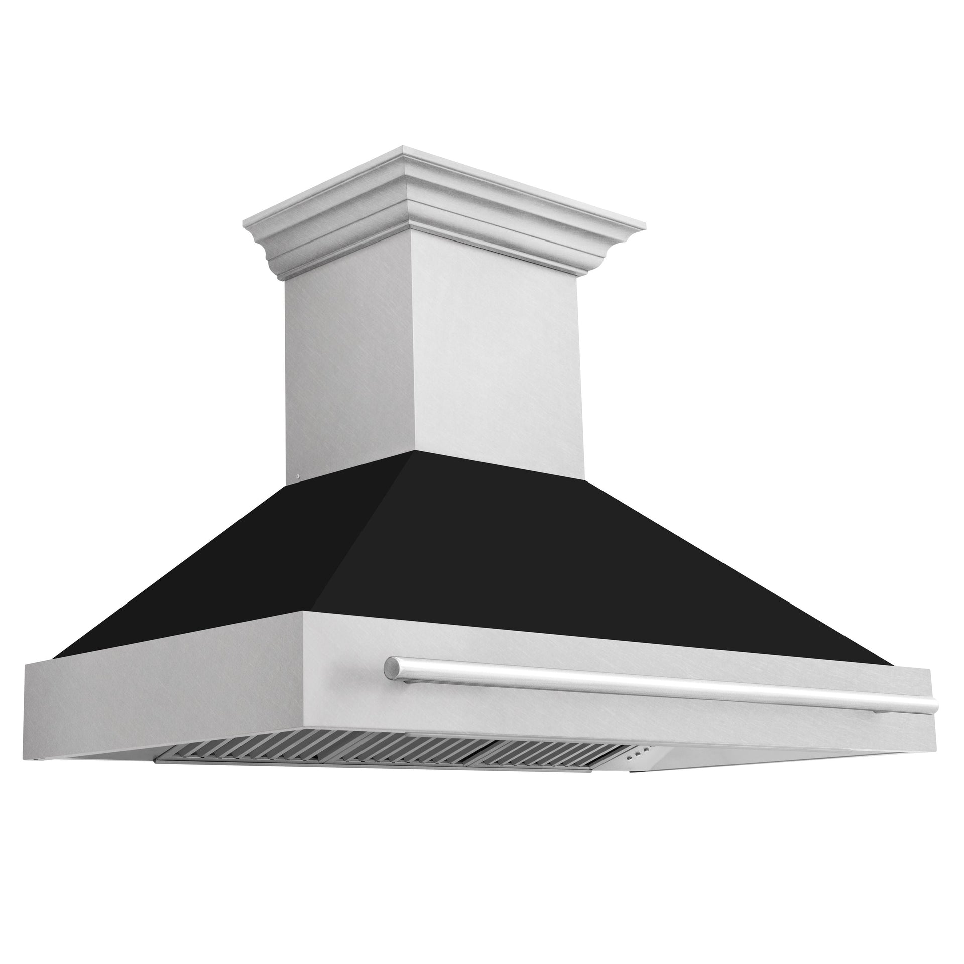 zline-48-in-wall-mount-range-hood-durasnow-stainless-steel-black-matte-shell-4-speed-fan-led-lighting-8654snx-blm48