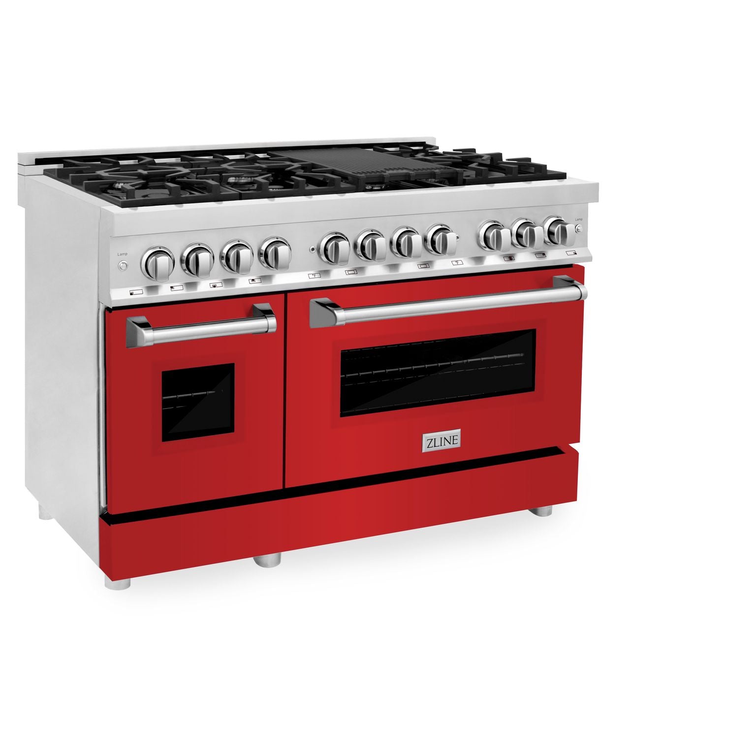 zline-48-in-6-0-cu-ft-professional-dual-fuel-range-with-gas-burners-and-electric-oven-in-stainless-steel-with-red-matte-door-ra-rm-48