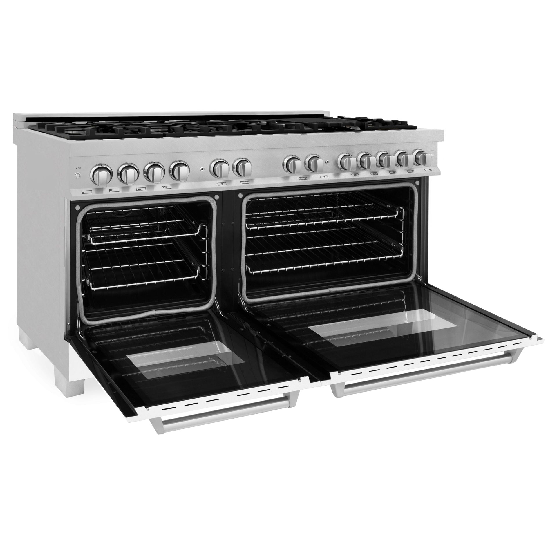zline-60-in-7-4-cu-ft-legacy-dual-fuel-range-with-9-burner-gas-cooktop-and-double-electric-convection-ovens-in-satin-stainless-steel-with-white-matte-doors-ras-wm-60