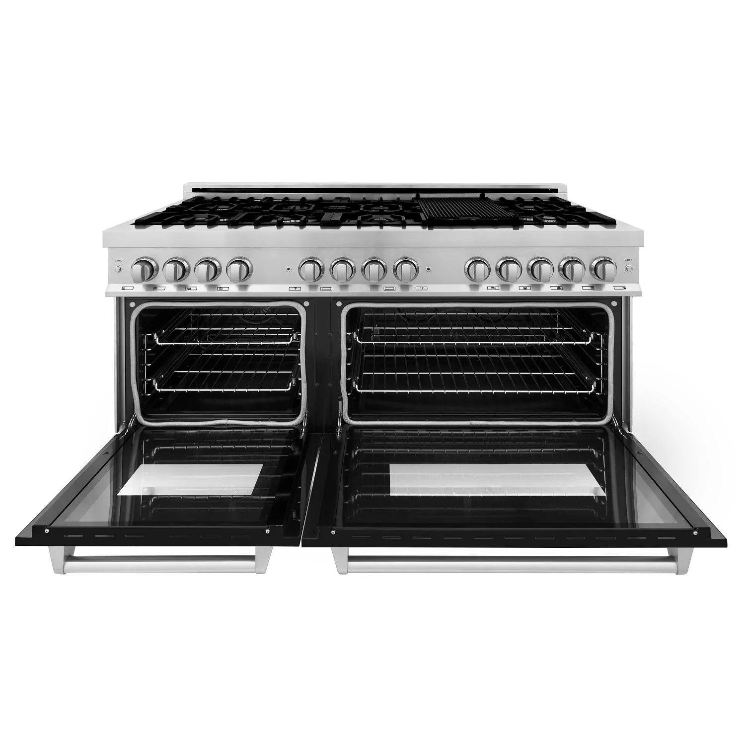 zline-60-in-legacy-dual-fuel-range-9-burner-gas-cooktop-double-electric-convection-ovens-7-4-cu-ft-satin-stainless-steel-with-black-matte-doors-ras-blm-60