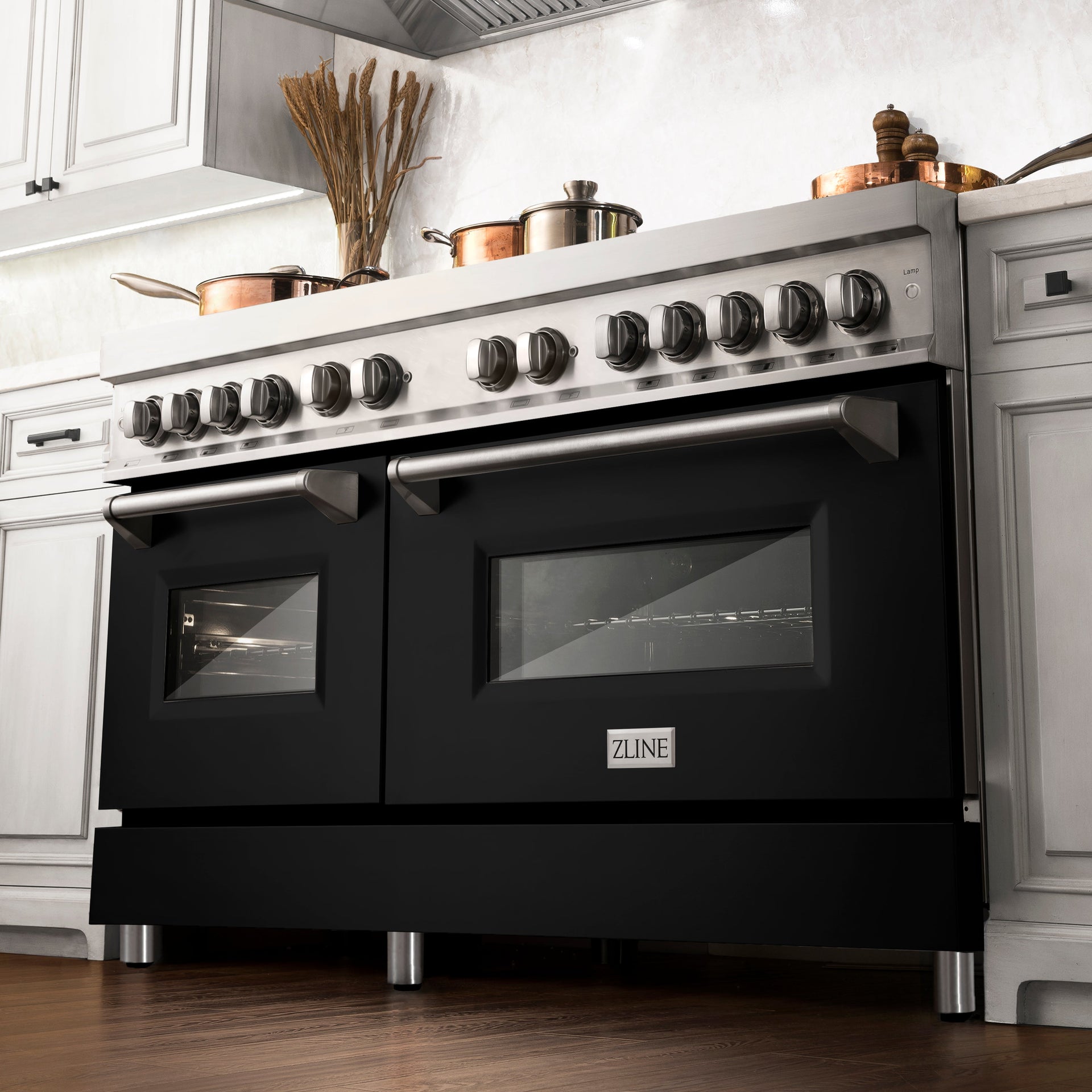 zline-60-inch-dual-fuel-professional-range-with-gas-cooktop-and-electric-convection-oven-in-stainless-steel-with-black-matte-door-ra-blm-60