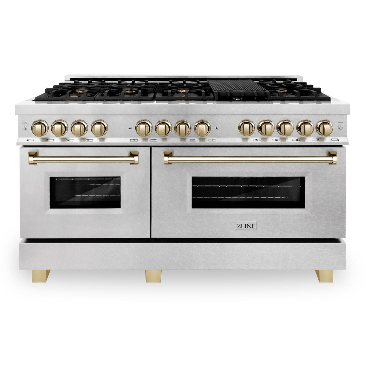 zline-autograph-edition-60-in-7-4-cu-ft-legacy-dual-fuel-range-with-9-burner-gas-cooktop-and-2-electric-convection-ovens-in-satin-stainless-steel-with-polished-gold-accents-rasz-sn-60-g