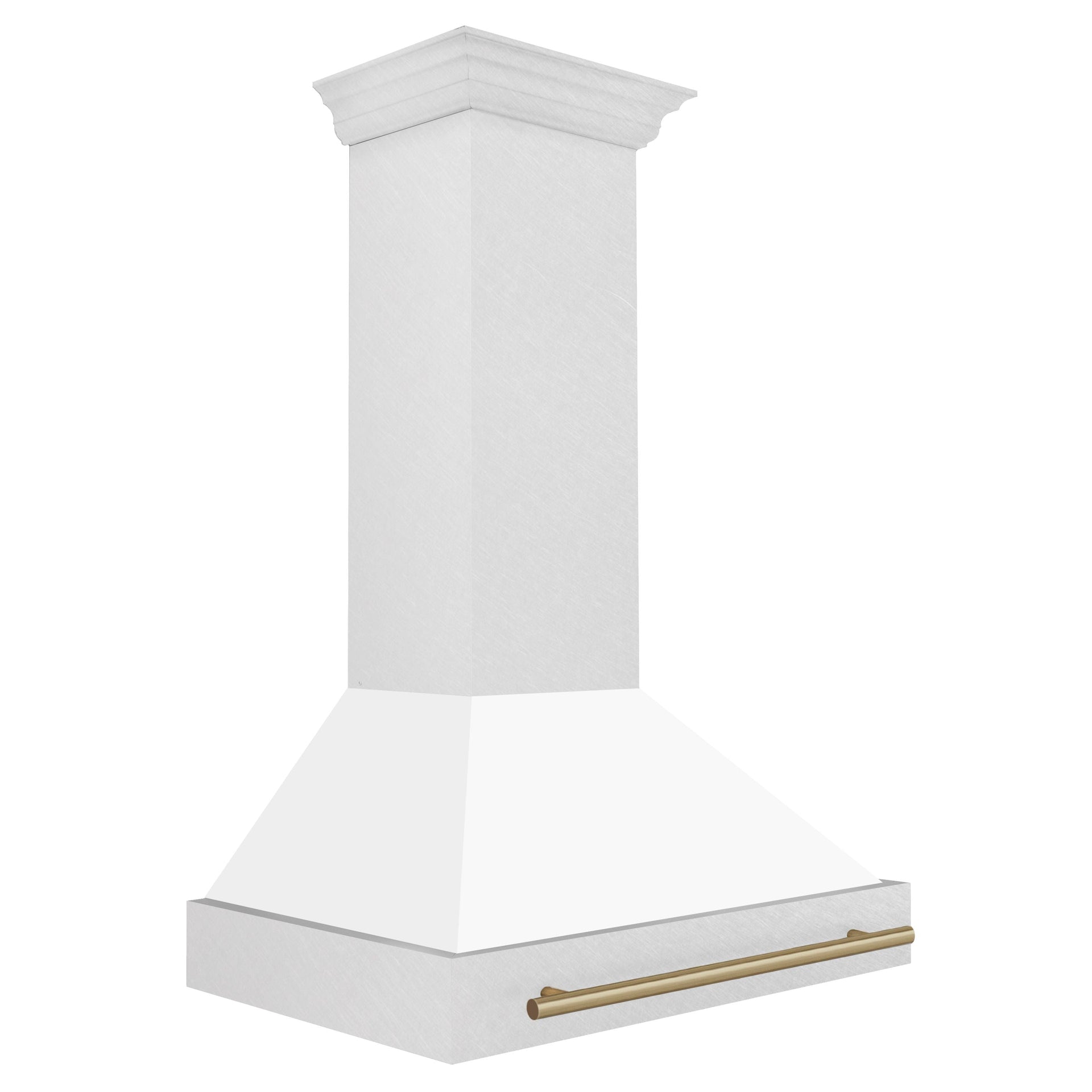 zline-36-in-wall-mount-range-hood-satin-stainless-steel-white-matte-shell-champagne-bronze-handle-8654snz-wm36-cb