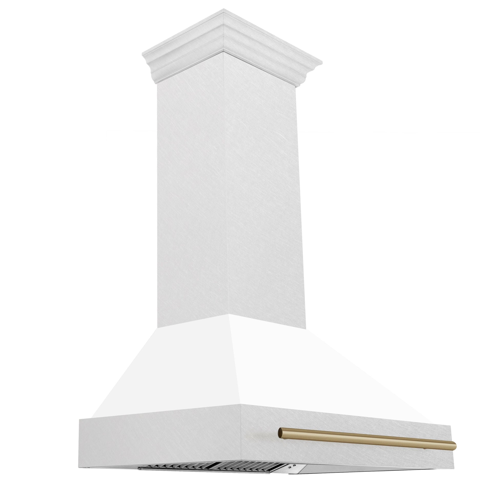 zline-36-in-wall-mount-range-hood-satin-stainless-steel-white-matte-shell-champagne-bronze-handle-8654snz-wm36-cb