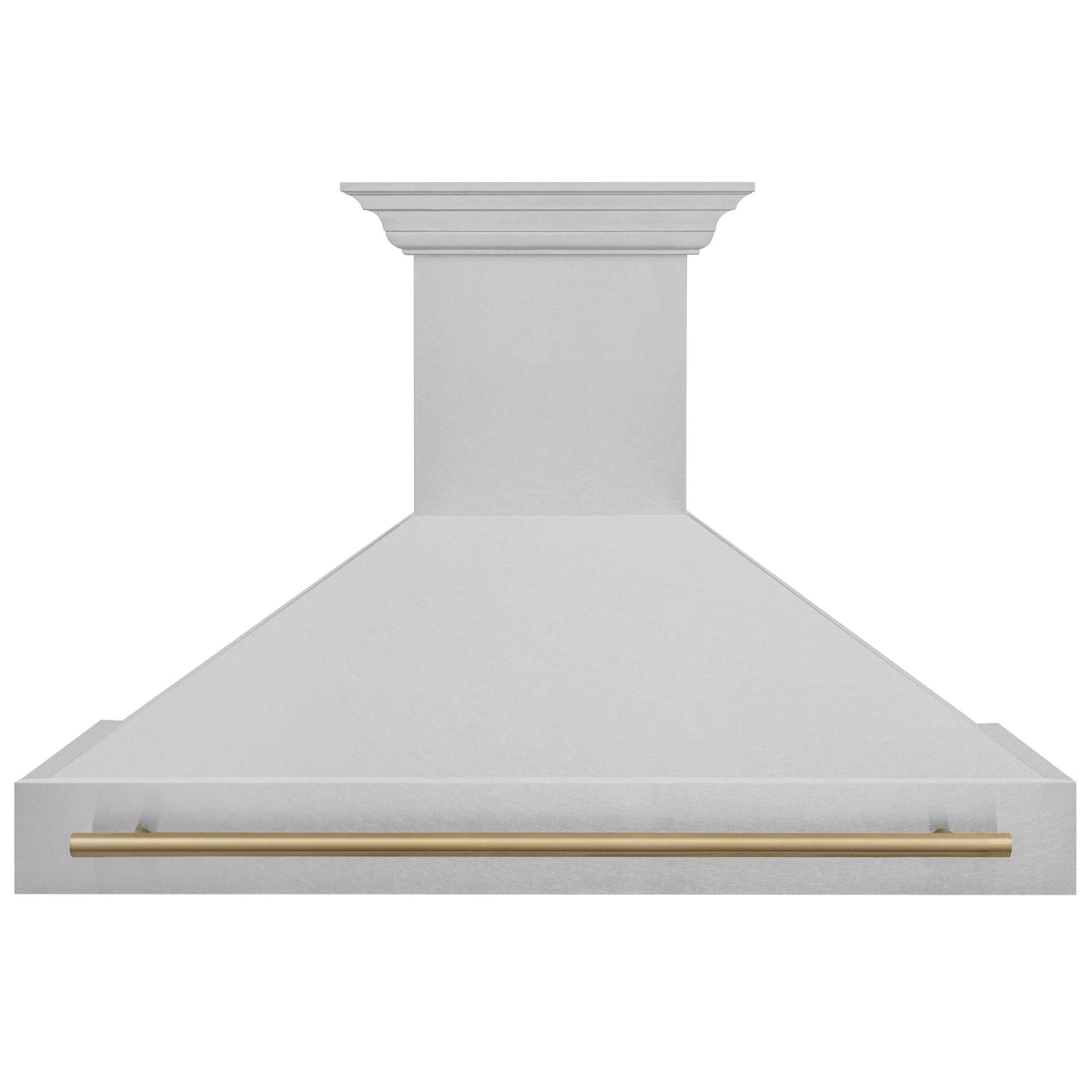 ZLINE 48 in Wall Mount Range Hood Satin Stainless Steel Champagne Bronze Handle 8654SNZ-48-CB