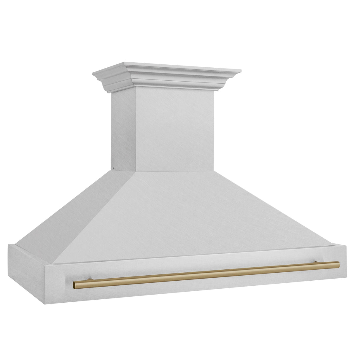 ZLINE 48 in Wall Mount Range Hood Satin Stainless Steel Champagne Bronze Handle 8654SNZ-48-CB