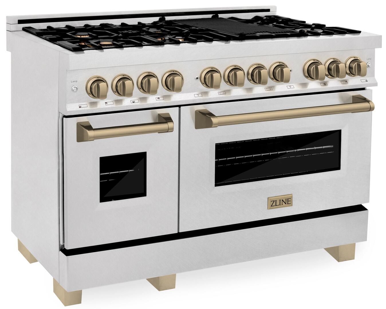 zline-autograph-edition-48-in-dual-fuel-range-with-7-gas-burners-and-double-electric-ovens-6-0-cu-ft-satin-stainless-steel-with-champagne-bronze-accents-model-rasz-sn-48-cb