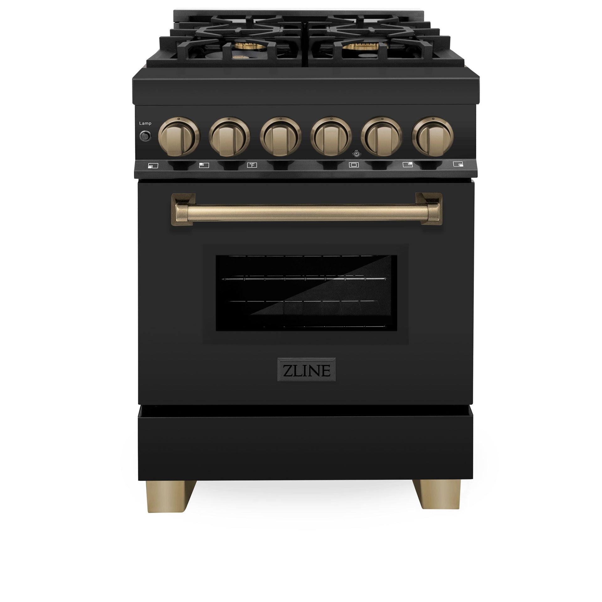 zline-autograph-edition-24-in-dual-fuel-range-black-stainless-steel-with-bronze-accents-rabz-24-cb