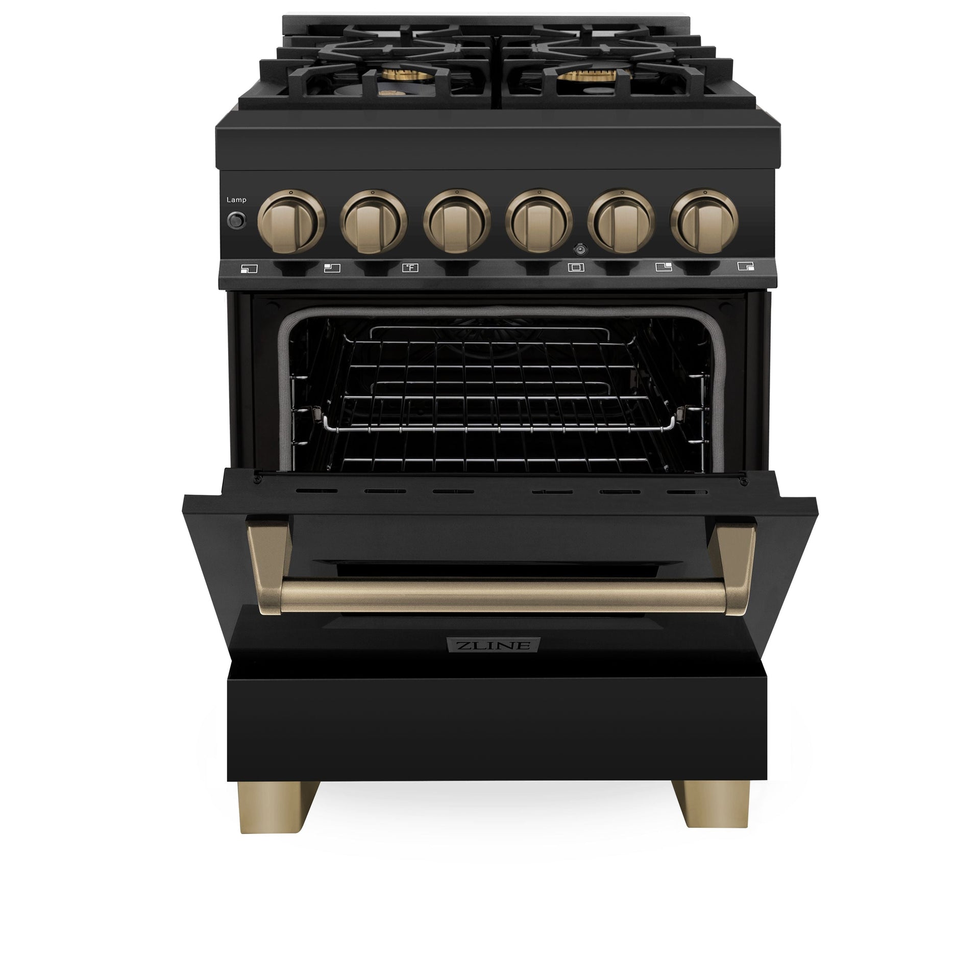 zline-autograph-edition-24-in-dual-fuel-range-black-stainless-steel-with-bronze-accents-rabz-24-cb