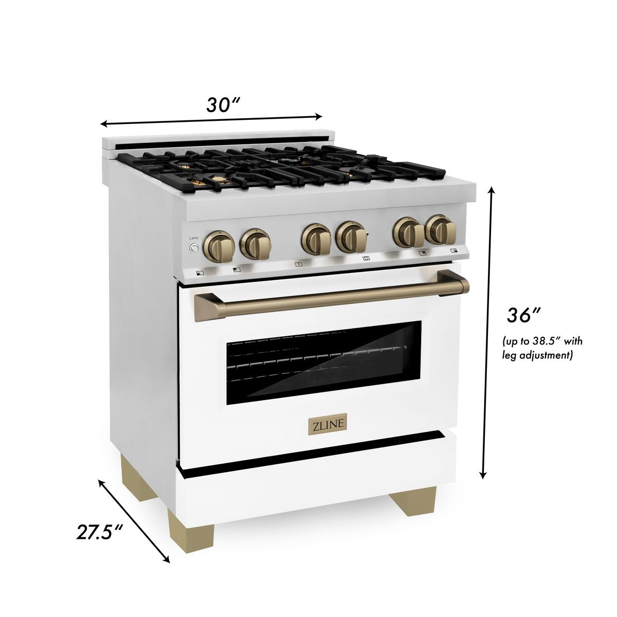 zline-autograph-30-in-4-0-cu-ft-dual-fuel-range-with-gas-cooktop-and-electric-convection-oven-in-stainless-steel-with-white-matte-door-and-champagne-bronze-accents-raz-wm-30-cb