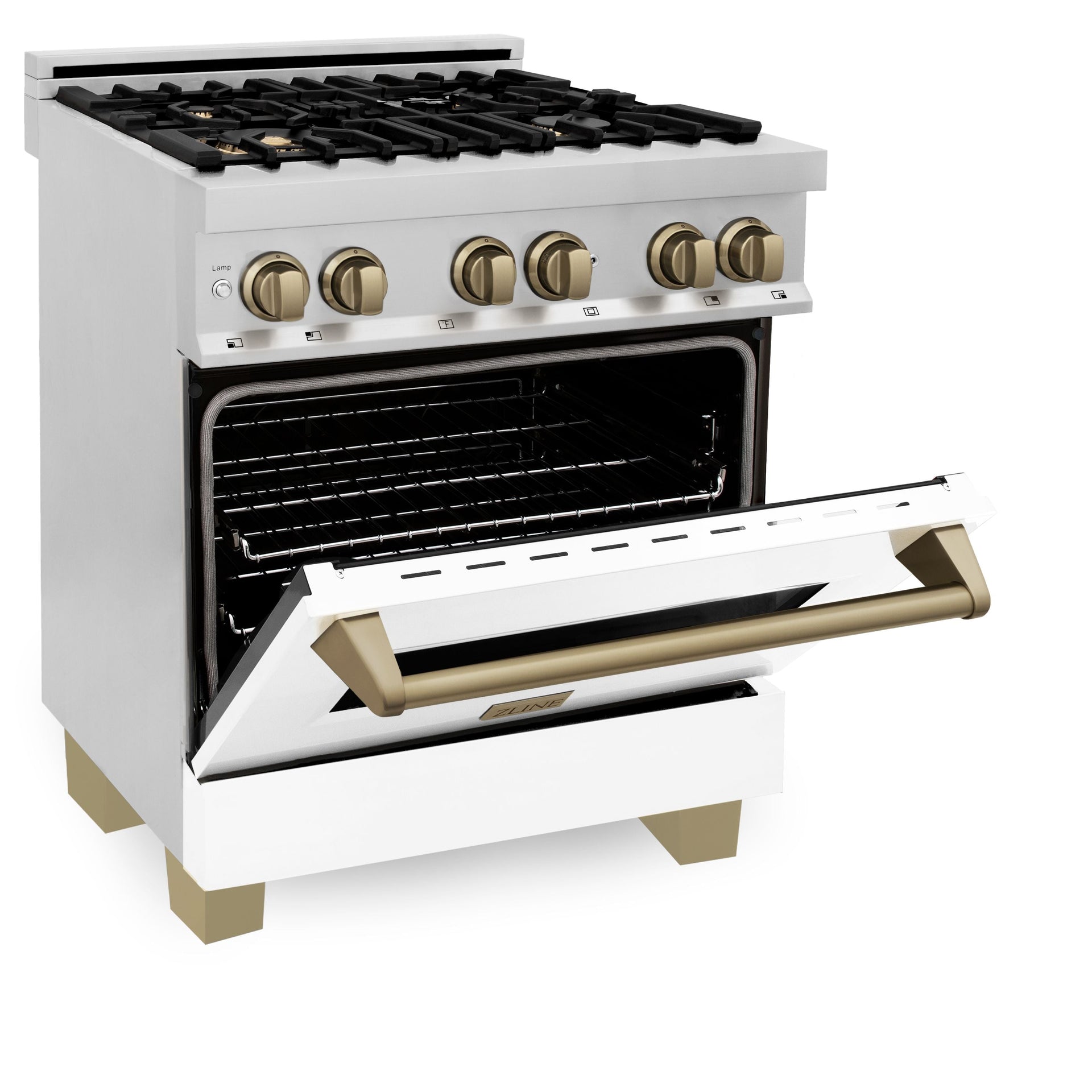 zline-autograph-30-in-4-0-cu-ft-dual-fuel-range-with-gas-cooktop-and-electric-convection-oven-in-stainless-steel-with-white-matte-door-and-champagne-bronze-accents-raz-wm-30-cb