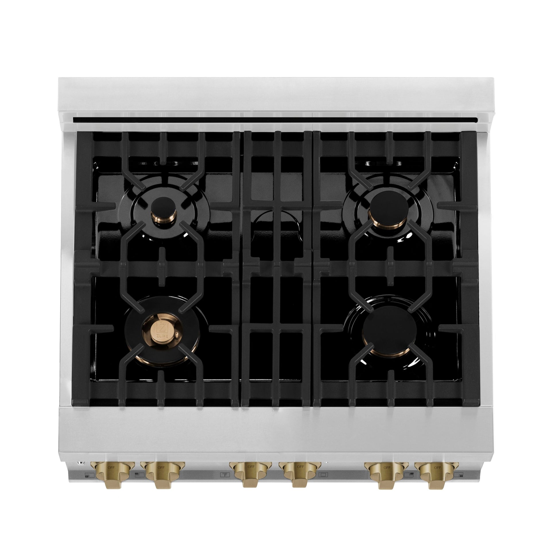 zline-autograph-30-in-4-0-cu-ft-dual-fuel-range-with-gas-cooktop-and-electric-convection-oven-in-stainless-steel-with-white-matte-door-and-champagne-bronze-accents-raz-wm-30-cb