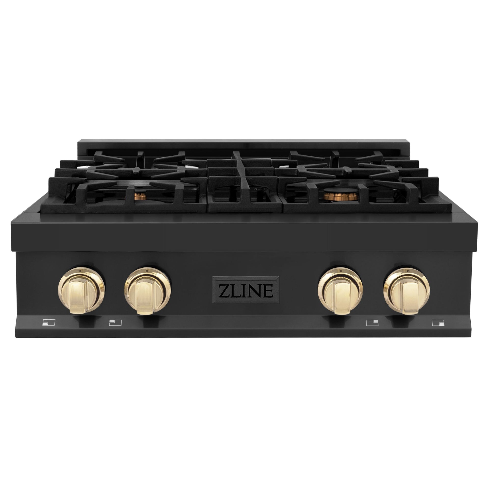 zline-autograph-edition-30-inch-porcelain-rangetop-with-4-gas-burners-in-black-stainless-steel-and-gold-accents-rtbz-30-g
