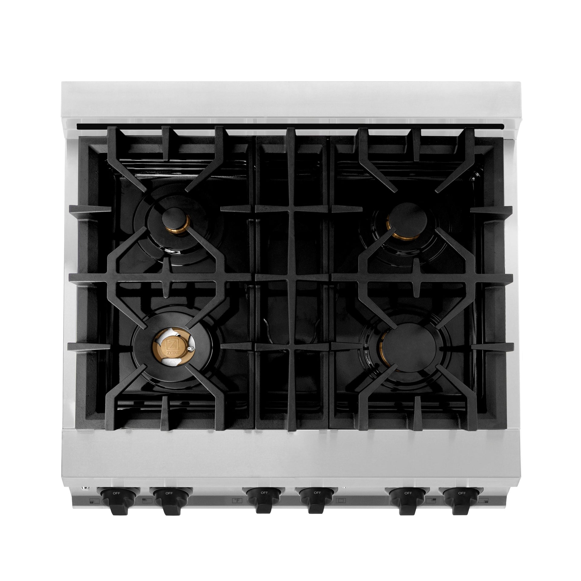 zline-autograph-30-in-4-0-cu-ft-dual-fuel-range-with-gas-cooktop-and-electric-convection-oven-in-stainless-steel-with-black-matte-accents-raz-30-mb